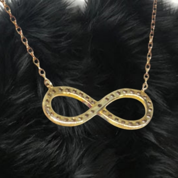 🎄10/$20.  Sterling Silver Vermeil Clear Stone Infinity Pendant Necklace - Picture 4 of 4
